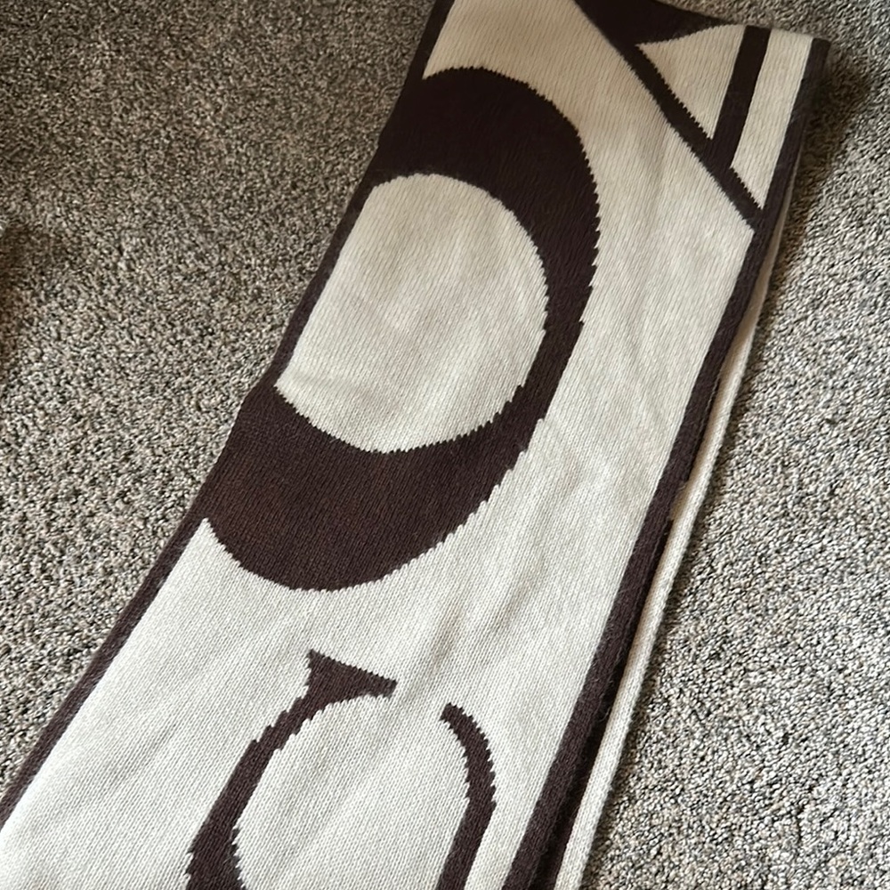 Coach Brown and Cream Patterned Scarf